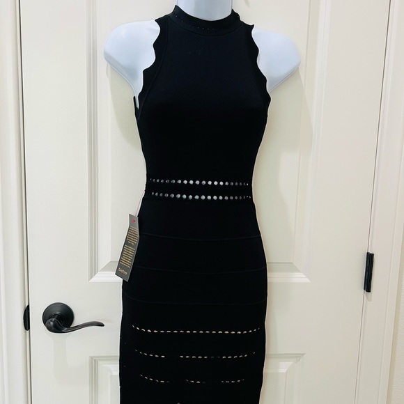 bebe Black Scalloped Midi Dress - Picture 3 of 4